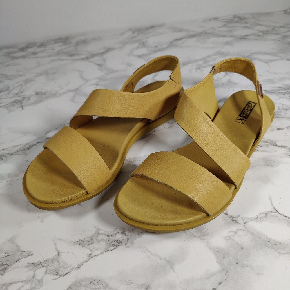 Pikolinos Yellow Leather Two Strap Sandals Size 41